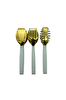 Kitchen Design Lab Lüks 3 Parça Beyaz Gold Paslanmaz Çelik Servis Sunum Makarna Salata Pasta Maşa Seti