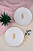 Tabak Evi Porselen Natura Fern Altın Yaldız Pasta Tabağı 20.5 CM 2'li