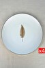 Tabak Evi Porselen Natura Fern Altın Yaldız Servis Tabağı 24.50 CM 4'lü