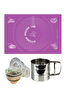 Kitchen Design Lab Mor 45x65 CM 8'li Silikon Hamur Açma Matı Çelik Un Eleği ve Hamur Dinlendirme Poşeti