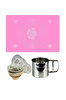 Kitchen Design Lab Pembe 45x65 CM 8'li Silikon Hamur Açma Matı Çelik Un Eleği ve Hamur Dinlendirme Poşeti