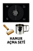 Kitchen Design Lab 45x65 CM Siyah Silikon Hamur Açma Matı Çelik Un Eleği Ve Ahşap Saplı Hamur Açıcı