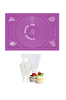 Kitchen Design Lab 45x65 CM Silikon Hamur Açma Matı Ve Kullan At Krema Torbası 2'li Set Mor