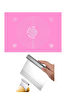 Kitchen Design Lab Pembe Silikon  45 CM x 65 CM Ölçülü Hamur Açma Matı - Çelik Hamur Kesme Spatulası