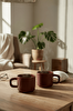 Mithra Life 2 Adet El Yapımı 260 ml Bordo Parlak Seramik Mug Çay Kahve Kupası MIT1304