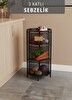 Jet's Home 3 Katlı Sebzelik Açılır Metal Patates Soğan Sepeti Paslanmaz Meyvelik Organizer Sepet Siyah