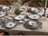 Porser Porselen Velour Antrasit Fulya Yemek Seti 6 Kişilik 24 Parça