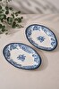 Porser Porselen Velour Navy Fulya Kayık Tabak Seti 26 CM 2 Parça