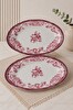 Porser Porselen Velour Bordo Fulya Kayık Tabak Seti 22 CM 2 Parça