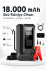 Laiser 18.000 mAh Akım Korumalı Akü Takviye Cihazı Lastik Şişirme Pompası Powerbank Özellikli LED Işıklı Kompresör