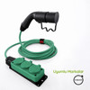 Plugen V2L Adaptör 3 Metre 3'lü Uzatma Prizli - Volvo Uyumlu Araçtan 220V Priz Çıkışı Siyah-Yeşil