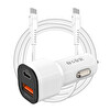 S-Link SL-EC38PD Type-C to Type-C Kablolu 38W PD - USB QC3.0 Beyaz Araç Şarj Cihazı