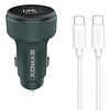 Syrox SC30T 3.1A 30W PD Q.C. 3.0 1 Metre Type-C Kablolu Dijital Ekranlı 1xType-C + 1xUSB-A Port Çıkışlı Hızlı Araç Şarj Cihazı