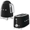 Smeg KLF04BLEU Siyah Isı Ayarlı Kettle ve TSF02BLEU 2x4 Ekmek Kızartma Makinesi Seti
