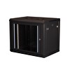 Lande - 9U 19" Duvar Tipi Rack Kabinet Genişlik: 600 MM Derinlik: 600 MM Siyah (Demonte)