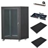 Setrack 19" 16U 600X600 Tekerlekli Camlı Rack Kabinet - Fan - Priz - 2 Adet Sabit Raf