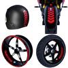 Çınar Extreme Reflektif Kırmızı İç Dış Jant Şeridi Kask ve Çamurluk Moto Rider 4'lü Sticker Seti