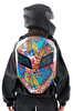 Zampago Sert Kasa USB Şarj Girişli LED Göz Maskeli Grafiti Motosiklet Sırt Çantası