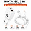 ScHitec 38W 2 Çıkışlı Hızlı Şarj Başlığı ve 67W 1M UsbA to Lightning ve Şarj Kablosu