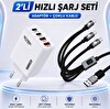 ScHitec 100W 4 Çıkışlı Hızlı Şarj Başlığı ve 5' 1 Arada 100W Göstergeli Type-C ve UsbA Girişli Micro Type-C Lightning Çıkışlı