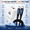 ScHitec 38W 2 Çıkışlu Hızlı Şarj Başlığı  ve 240W Type-C to Type-C Süper Hızlı Şarj Kablosu