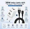 ScHitec 38W 2 Çıkışlı Hızlı Şarj Başlığı ve USB-A to Lightning 30W Hızlı Data ve Şarj Kablosu