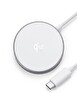 Başkenttekno 25W Qi2 Manyetik Hızlı Kablosuz Şarj Pedi - iPhone M-Safe  - Android Uyumlu Örgü Kablolu Şarj Aleti Beyaz