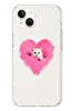 Le Balvo iPhone 13 - 14 Uyumlu Pembe Kalpli Kedi Baskılı Silikon Kılıf