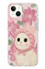 Le Balvo iPhone 13 - 14 Uyumlu Pembe Örtülü Kedi Baskılı Silikon Kılıf
