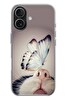 Le Balvo iPhone 17 Uyumlu Kelebekli Kedi Baskılı Silikon Kılıf