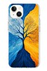 Le Balvo iPhone 13 - 14 Uyumlu Sarı Mavi Ağaç Baskılı Silikon Kılıf