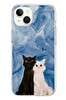 Le Balvo iPhone 13 - 14 Uyumlu Siyah ve Beyaz Kedi Baskılı Silikon Kılıf