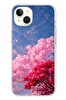 Le Balvo iPhone 13 - 14 Uyumlu Kırmızı Pembe Ağaçlar Baskılı Silikon Kılıf