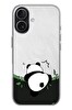 Le Balvo iPhone 17 Uyumlu Bambuya Çıkan Panda Baskılı Silikon Kılıf