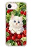 Le Balvo iPhone 17e Uyumlu Kirazlı Kedi Baskılı Silikon Kılıf