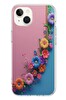 Le Balvo iPhone 13 - 14 Uyumlu Pembe Mavi Sarmaşık Baskılı Silikon Kılıf