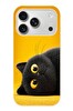 Le Balvo iPhone 17 Pro Uyumlu Yan Bakan Siyah Kedi Baskılı Silikon Kılıf