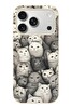 Le Balvo iPhone 17 Pro Uyumlu Kara Kalem Kediler Baskılı Silikon Kılıf