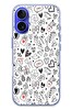 Le Balvo iPhone 16 Uyumlu Retro Kalp Karışık Baskılı Silikon Kılıf