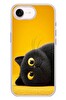 Le Balvo iPhone 17e Uyumlu Yan Bakan Siyah Kedi Baskılı Silikon Kılıf