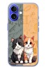 Le Balvo iPhone 16 Uyumlu Sarı ve Siyah Kedi Baskılı Silikon Kılıf