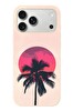 Le Balvo iPhone 17 Pro Max Uyumlu Palmiye Kırmızı Ay Baskılı Silikon Kılıf