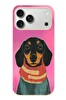 Le Balvo iPhone 17 Pro Max Uyumlu Sevimli Siyah Köpek Baskılı Silikon Kılıf