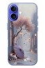 Le Balvo iPhone 16 Uyumlu Mor Lamba Altı Baskılı Silikon Kılıf