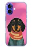 Le Balvo iPhone 16 Uyumlu Sevimli Siyah Köpek Baskılı Silikon Kılıf