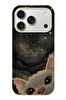 Le Balvo iPhone 17 Pro Uyumlu Siyah Gökyüzülü Kedi Baskılı Silikon Kılıf