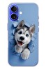 Le Balvo iPhone 16 Uyumlu Sibirya Kurdu Baskılı Silikon Kılıf