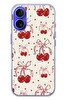 Le Balvo iPhone 16 Uyumlu Kiraz Bukleleri Baskılı Silikon Kılıf