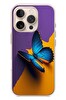 Le Balvo iPhone 16 Pro Uyumlu Mavi Kelebek Baskılı Silikon Kılıf