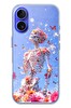 Le Balvo iPhone 16 Uyumlu İskelet Çiçekleri Baskılı Silikon Kılıf